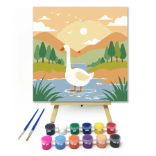 Számfestő.hu Napfényes tavaszi tópart - gyerek számfestő készlet – 30×30 cm (Keretre feszítve) kreatív és készségfejlesztő