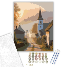 Számfestő.hu Napkelte a Faluban - számfestő készlet – 60×70 cm (Keretre feszítve) kreatív és készségfejlesztő