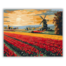 Számfestő.hu Napkelte a Tulipánmezőn Szélmalommal - számfestő készlet kreatív és készségfejlesztő