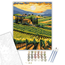 Számfestő.hu Naplemente a Toszkán Szőlőskertben - számfestő készlet – 80×100 cm (Keret nélkül) kreatív és készségfejlesztő