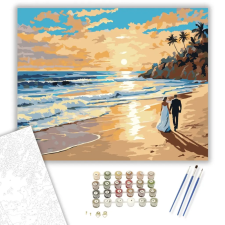 Számfestő.hu Naplementés Tengerparti Esküvő - számfestő készlet – 80×100 cm (Keretre feszítve) kreatív és készségfejlesztő