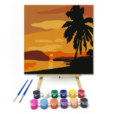 Számfestő.hu Napnyugta - gyerek számfestő készlet – 20×20 cm (Keretre feszítve) kreatív és készségfejlesztő