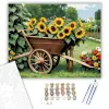 Számfestő.hu Napraforgók a Kerti Talicskában - számfestő készlet – 50×60 cm (Keretre feszítve)
