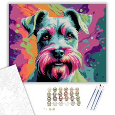 Számfestő.hu Neon Schnauzer Élénk Textúrákkal - számfestő készlet – 60×70 cm (Keret nélkül) kreatív és készségfejlesztő