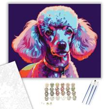 Számfestő.hu Neon Színű Poodle - számfestő készlet – 60×70 cm (Keretre feszítve) kreatív és készségfejlesztő