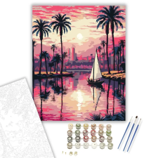 Számfestő.hu Nílusi Felucca Naplementében - számfestő készlet – 50×60 cm (Keretre feszítve) kreatív és készségfejlesztő