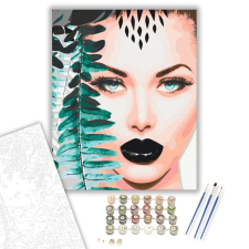 Számfestő.hu Nő Páfránnyal - számfestő készlet – 40×50 cm (Keretre feszítve) kreatív és készségfejlesztő