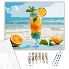 Számfestő.hu Nyári Koktél Tengerparti Hangulatban - számfestő készlet – 40×50 cm (Keretre feszítve) kreatív és készségfejlesztő