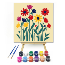 Számfestő.hu Nyári virágok tánca - gyerek számfestő készlet – 20×20 cm (Keretre feszítve) kreatív és készségfejlesztő
