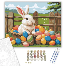 Számfestő.hu Nyuszi Színes Tojásokkal - számfestő készlet – 80×100 cm (Keretre feszítve) kreatív és készségfejlesztő