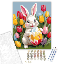 Számfestő.hu Nyuszi Tulipánok Között - számfestő készlet – 40×50 cm (Keretre feszítve) kreatív és készségfejlesztő