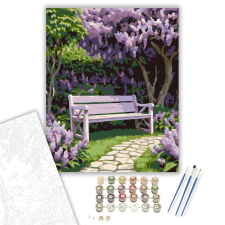 Számfestő.hu Orgonás Kerti Pad - számfestő készlet – 40×50 cm (Keretre feszítve) kreatív és készségfejlesztő
