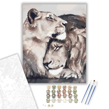 Számfestő.hu Oroszlán szerelem- számfestő készlet – 60×70 cm (Keretre feszítve) kreatív és készségfejlesztő