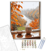 Számfestő.hu Őszi Ablakpárkány Teával - számfestő készlet – 40×50 cm (Keretre feszítve)