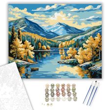 Számfestő.hu Őszi Tó Harmóniája - számfestő készlet – 40×50 cm (Keretre feszítve) kreatív és készségfejlesztő