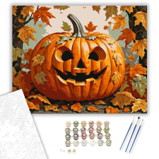 Számfestő.hu Őszi Töklámpás - számfestő készlet – 40×50 cm (Keretre feszítve) kreatív és készségfejlesztő