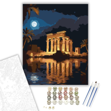 Számfestő.hu Philae Templom Éjszakai Fényei - számfestő készlet – 40×50 cm (Keretre feszítve) kreatív és készségfejlesztő