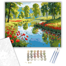 Számfestő.hu Pipacsok a Folyóparton - számfestő készlet – 40×50 cm (Keretre feszítve) kreatív és készségfejlesztő