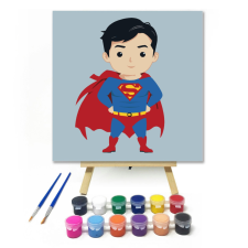 Számfestő.hu Piros köpenyes hős - gyerek számfestő készlet – 20×20 cm (Keretre feszítve) kreatív és készségfejlesztő
