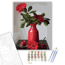 Számfestő.hu Piros virágok - számfestő készlet – 40×50 cm (Keretre feszítve) kreatív és készségfejlesztő