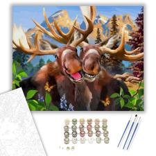 Számfestő.hu Rénszarvas pár - számfestő készlet – 50×60 cm (Keretre feszítve) kreatív és készségfejlesztő