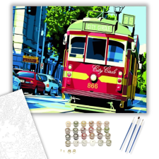 Számfestő.hu Retro Villamos - számfestő készlet – 40×50 cm (Keretre feszítve) kreatív és készségfejlesztő