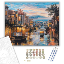 Számfestő.hu Retro Villamosok - számfestő készlet – 40×50 cm (Keretre feszítve) kreatív és készségfejlesztő