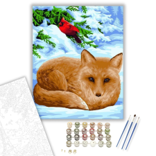 Számfestő.hu Róka a hóban - számfestő készlet – 40×50 cm (Keretre feszítve) kreatív és készségfejlesztő