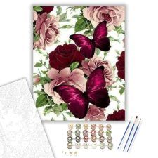 Számfestő.hu Rózsa És Pillangó - számfestő készlet – 50×60 cm (Keret nélkül) kreatív és készségfejlesztő