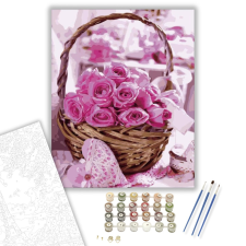 Számfestő.hu Rózsa kosárban - számfestő készlet – 40×50 cm (Keretre feszítve) kreatív és készségfejlesztő