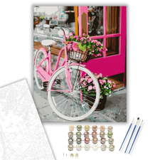 Számfestő.hu Rózsaszín bicikli - számfestő készlet – 40×50 cm (Keretre feszítve) kreatív és készségfejlesztő