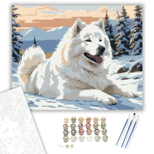 Számfestő.hu Samoyed a Havas Tájon - számfestő készlet – 60×70 cm (Keretre feszítve) kreatív és készségfejlesztő
