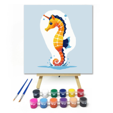 Számfestő.hu Sárga csikóhal - gyerek számfestő készlet – 20×20 cm (Keretre feszítve) kreatív és készségfejlesztő