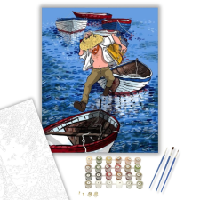 Számfestő.hu Szalmakalapos horgász - számfestő készlet – 40×50 cm (Keretre feszítve) kreatív és készségfejlesztő