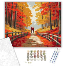 Számfestő.hu Szerelmespár Őszi Erdőben - számfestő készlet – 40×50 cm (Keretre feszítve) kreatív és készségfejlesztő