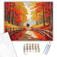 Számfestő.hu Szerelmespár Őszi Erdőben - számfestő készlet – 60×70 cm (Keret nélkül) kreatív és készségfejlesztő