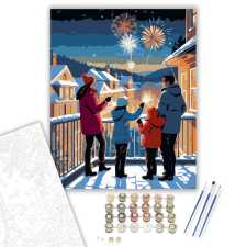 Számfestő.hu Szilveszteri Családi Ünneplés - számfestő készlet – 40×50 cm (Keretre feszítve) kreatív és készségfejlesztő