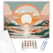 Számfestő.hu Színátmenetes Táj Naplementével - számfestő készlet – 40×50 cm (Keretre feszítve) kreatív és készségfejlesztő