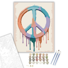 Számfestő.hu Színes Békeszimbólum - számfestő készlet – 40×50 cm (Keretre feszítve) kreatív és készségfejlesztő