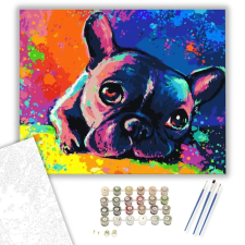 Számfestő.hu Színes bulldog - számfestő készlet – 60×70 cm (Keret nélkül) kreatív és készségfejlesztő