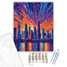Számfestő.hu Színes Éjszakai Városkép - számfestő készlet – 80×100 cm (Keret nélkül) kreatív és készségfejlesztő