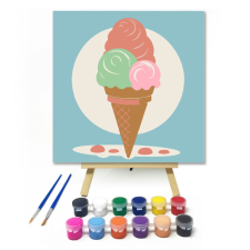 Számfestő.hu Színes fagyi - gyerek számfestő készlet – 20×20 cm (Keretre feszítve) kreatív és készségfejlesztő