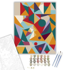 Számfestő.hu Színes Geometrikus Minták - számfestő készlet – 80×100 cm (Keretre feszítve) kreatív és készségfejlesztő