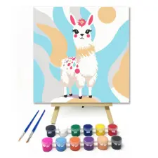 Számfestő.hu Színes láma - gyerek számfestő készlet – 30×30 cm (Keretre feszítve) kreatív és készségfejlesztő