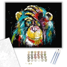 Számfestő.hu Színes Majom - számfestő készlet – 50×60 cm (Keret nélkül) kreatív és készségfejlesztő