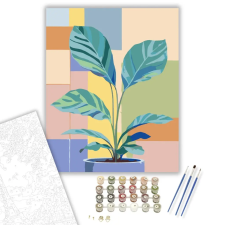 Számfestő.hu Színes Nagylevelű Növény - számfestő készlet – 60×70 cm (Keretre feszítve) kreatív és készségfejlesztő