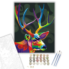 Számfestő.hu Színes Szarvas - számfestő készlet – 40×50 cm (Keretre feszítve) kreatív és készségfejlesztő