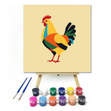 Számfestő.hu Színes tyúk - gyerek számfestő készlet – 20×20 cm (Keretre feszítve) kreatív és készségfejlesztő