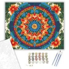 Számfestő.hu Színes Virág Mandala - számfestő készlet – 60×70 cm (Keret nélkül) kreatív és készségfejlesztő