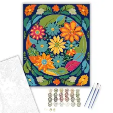 Számfestő.hu Színes Virágos Mandala - számfestő készlet – 40×50 cm (Keretre feszítve) kreatív és készségfejlesztő